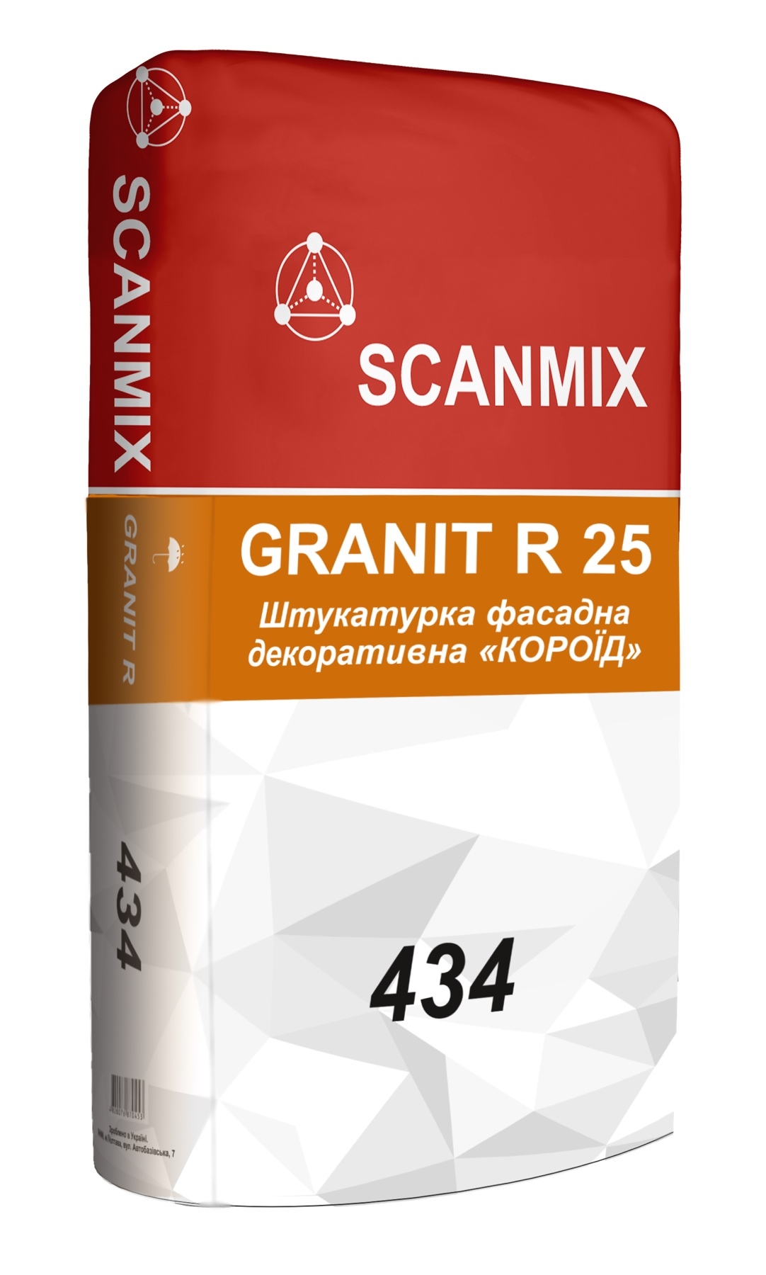 Штукатурка декоративна Короїд зерно 2,5мм SCANMIX 434 GRANIT R25, 25 кг